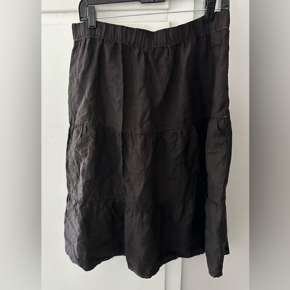 Saks Fifth Avenue brown linen tiered skirt sz L